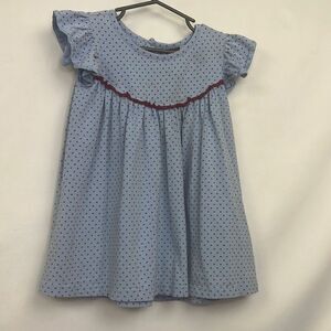 Matilda Jane light blue knit dress with maroon dots size 2 EUC